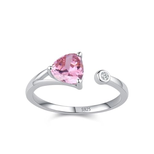 Bague alliance solitaire en argent 925 et zircone cubique rose pour femme