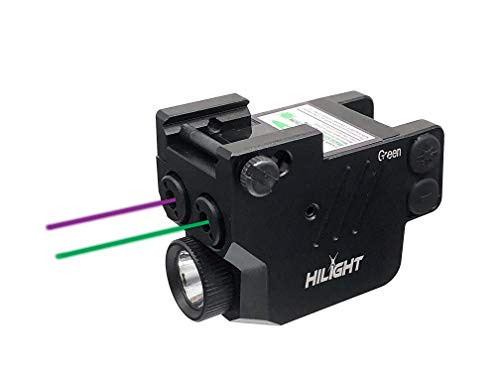 HiLight P3PGL Purple Laser Green Laser Sights and 500 Lumen Light Combo for Pistols Handguns, Aluminum Body and Rechargeable Battery HiLight P3PGL Purple Laser Green Laser Sights and 500 Lumen Light Combo for Pistols Handguns, Aluminum Body and Rechargeable Battery