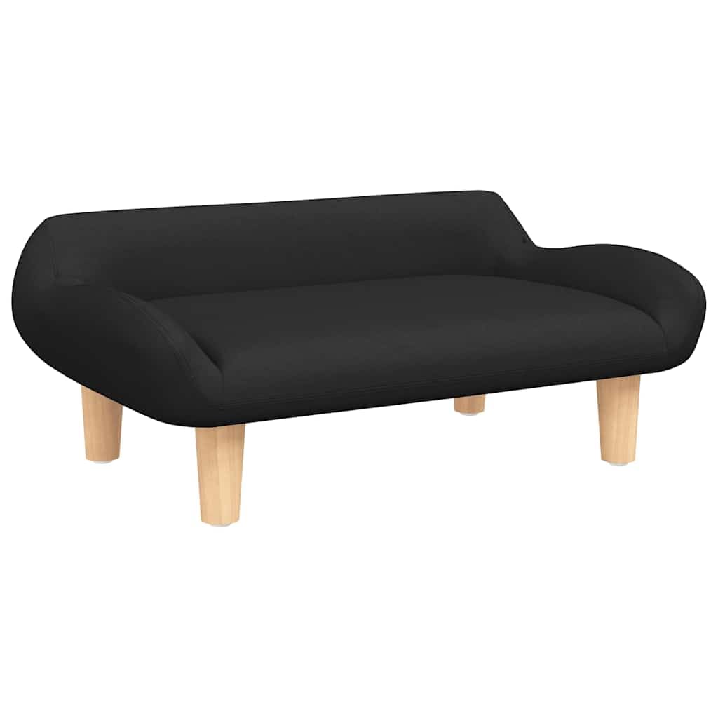 Cómoda cama para perros para salón con patas de madera maciza, sofá para perros de tela y espuma en negro, 70 x 40 x 24 cm