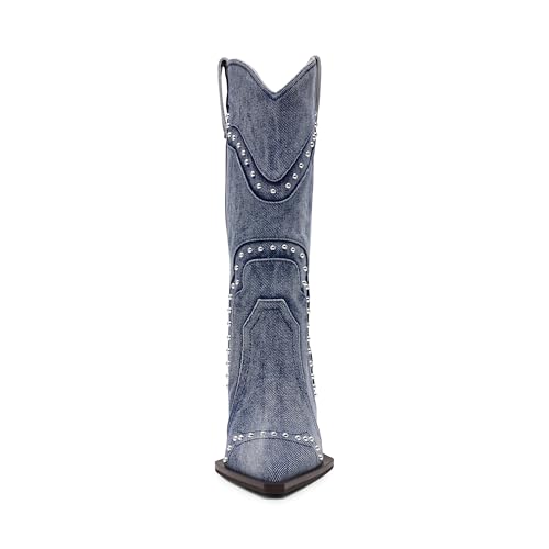 Steve Madden Women's Kylar Western Boot, Denim, 8.5