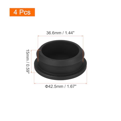 Image of MECCANIXITY Silicone Snap in Locking Hole Plugs,Rubber Panel Seal Cover Flush Type Panel Round for Kitchen Rubber Bulkheads Waterproof Sealing Plugs 36.6mm /1.44 Inch Diameter Black,Pack of 4