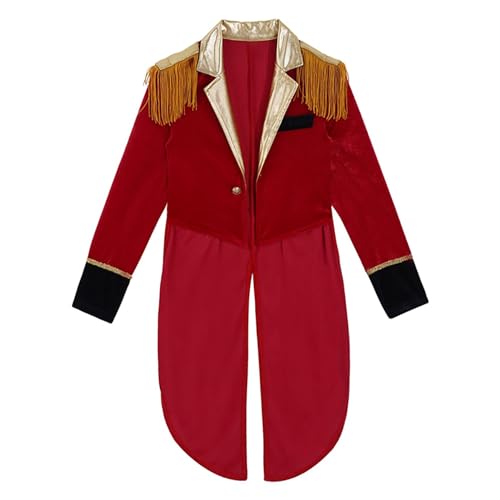 Kids Boys Ringmaster Marching Brand Drum Majority Outfits Long Sleeve Tassel Coat with Hats Set3
