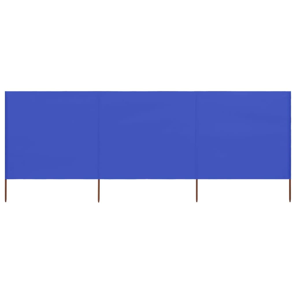 vidaXL 3-panel Wind Screen Durable Stable Solid Camping Windbreak Sun Privacy Screen Wind Breaker Beach Shelter Fabric 400x80cm Azure Blue