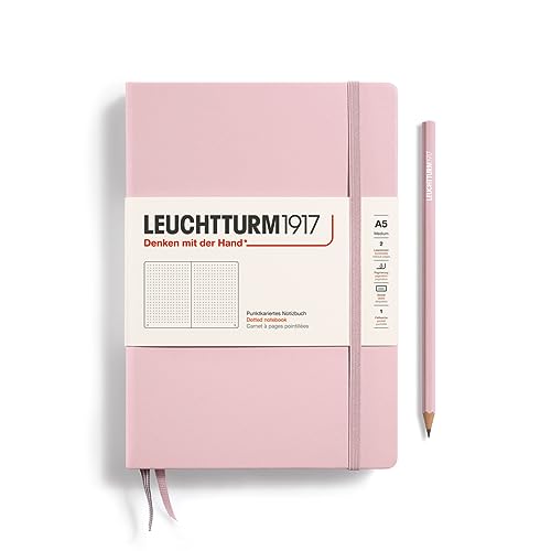 LEUCHTTURM1917 361576 Libreta Medium (A5) 145 x 210 mm, Tapa Dura, 251 páginas numeradas, Powder, Puntos