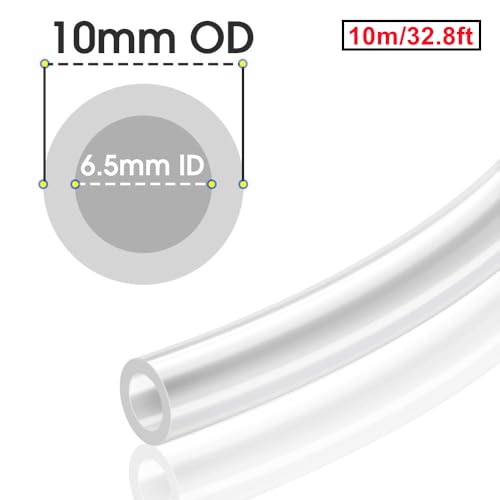 Miniatura 5 de Haxiha 10 Metros Manguera Neumática 10mm Od 6.5mm Id,Transparente Tubo Compresor Aire.Poliuretano Pu Manguera De Aire Tubo Kit 32.8ft Para La Línea De Aire O Tubería De Transferencia De Fluidos