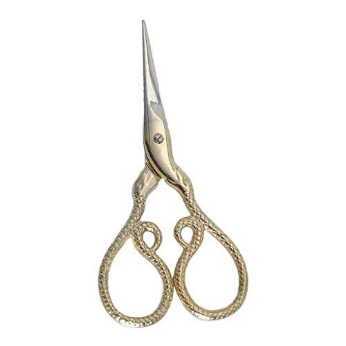 dailymall Vintage Embroidery Scissors Straight Sharp Stainless Steel 4 inch Snake Design Small Shears Snips for Needlework Cross Stitch Sewing Crafting Fabric - Golden