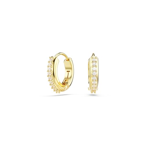 Swarovski Anneaux d'oreilles Matrix, Taille ronde, Blanches, Placage de ton or