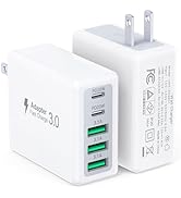 Amazon.com: 2Pack USB C Fast Charger Block,60W 5-Port USB Wall Charger ...