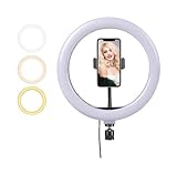 MeeA Led Ring Light 10 Inches - O Ring Lights with Phone Holder, 3 Dimmable Color 10 Brightness...