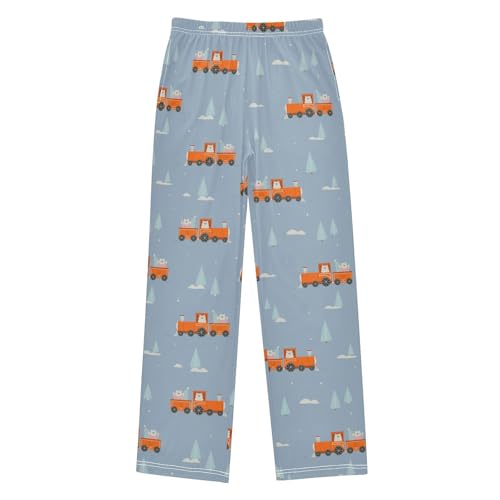Boys' Pants Christmas Polar Bear Train Long Bottoms Jogger Pants Elastic Waist Trousers with Pockets S-XL