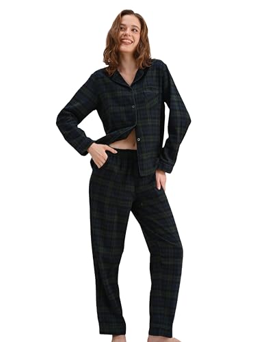 Image of NAP BOUND 100% Cotton Pajamas for Women 2 Piece PJs Set Long Sleeve Button Down Breathable Woven Sleepwear Loungewear XS-XXL