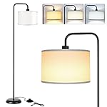 [Upgraded] LED Floor Lamp for Living Room, 3 Color Temperature Floor Lamp with Foot Switch Modern Standing Lamp Tall Pole Floor Reading Lamp for Bedroom, Study Room, Office, 9W Bulb Included, Black