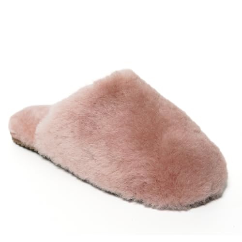 Womens Natural Sheepskin Fur Warm Slipper Comfy Slip on House Slippers Indoor Outdoor Scuff Slipper4