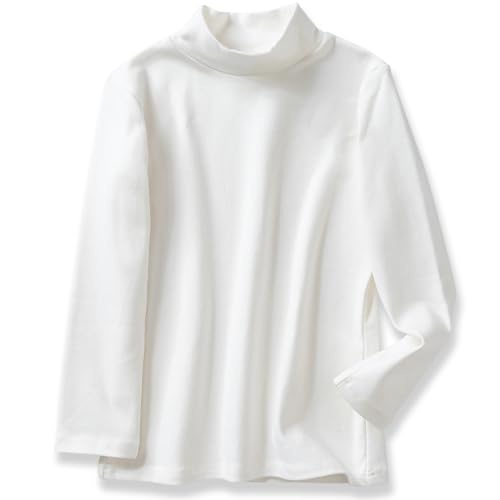 Boys Girls Turtleneck Long Sleeve Soft Cotton Mock Neck Shirt Solid Color Basic Tee Tops, Size 2T-12 Years