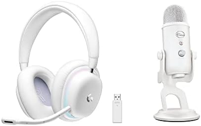 Logitech G Combo de auriculares inalámbricos para juegos 735 y micrófono USB para juegos Blue Yeti Premium para transmisión con temas exclusivos