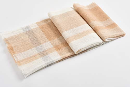 Beyond Fashion 100% Cashmere Sand Plaid Check Scarf For Men And Women Unisex - Heavenly Soft Cozy Warm #TOP4