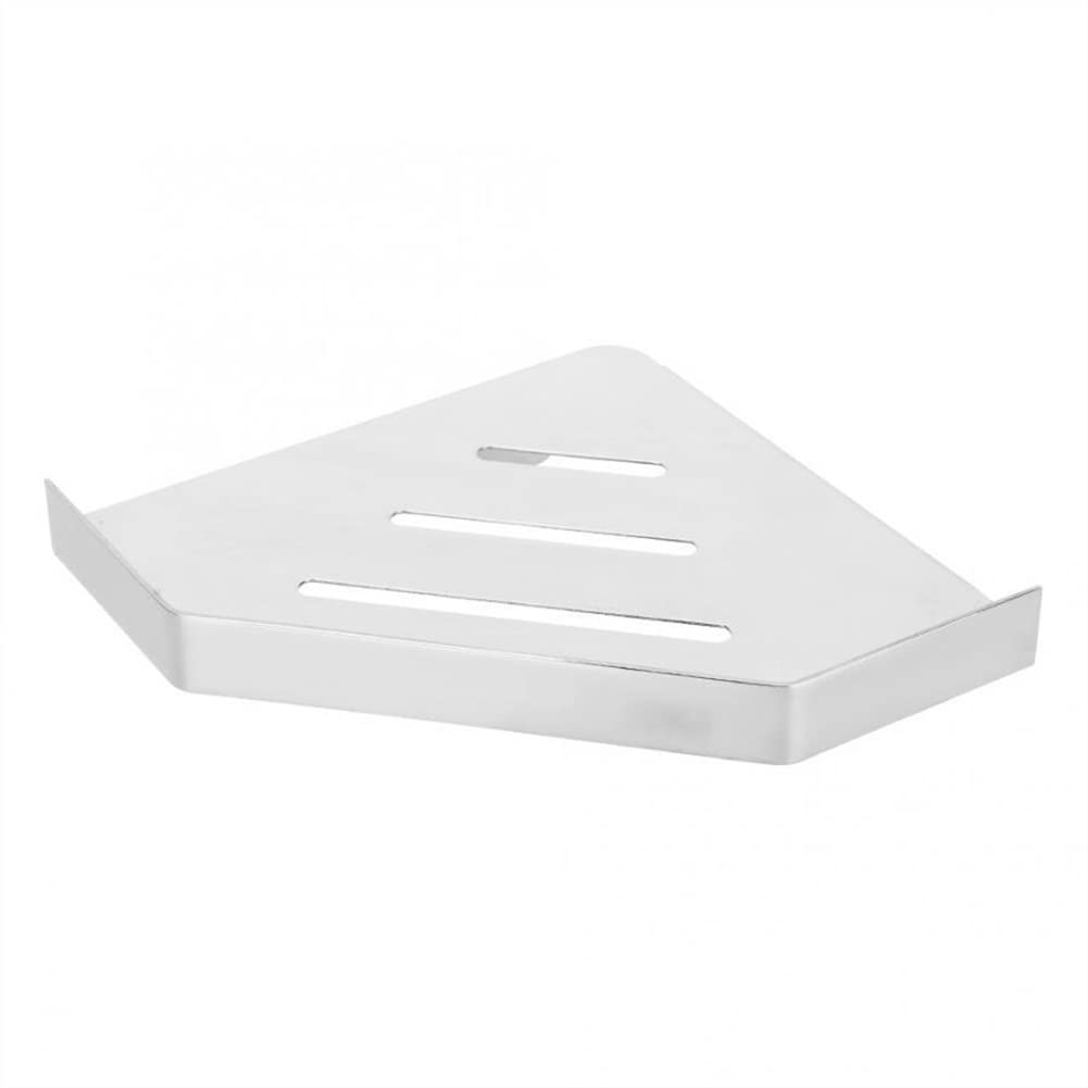 Estante de ducha esquinero de acero inoxidable montado en la pared con jabonera, soporte para champú y escurridor, estante de almacenamiento triangular a prueba de óxido para botellas de condimentos