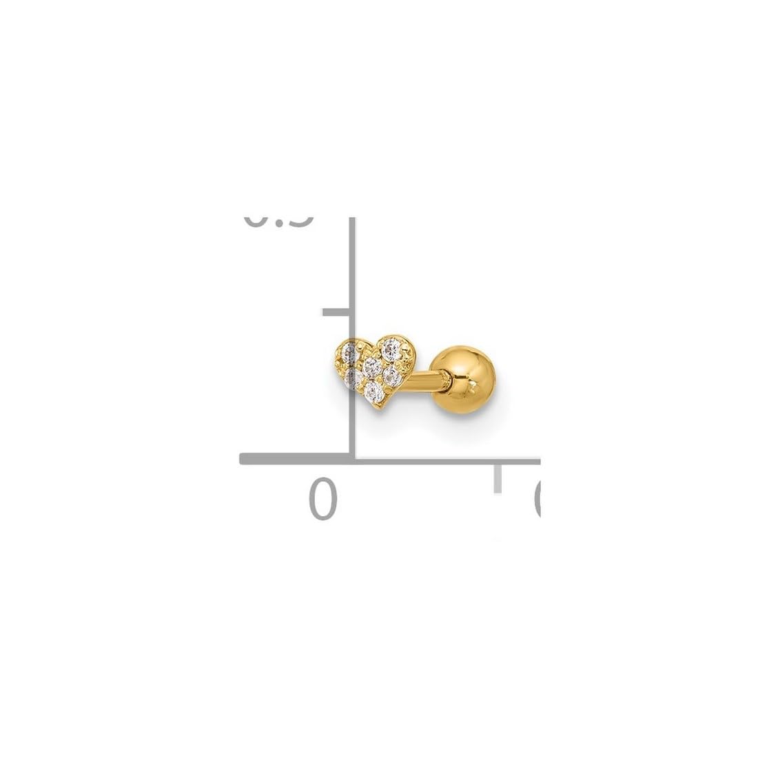 3,98 mm 14 Karat Gold Zirkonia Kunstdiamant Liebe Herz Anhänger Halskette Labret Gesicht Schmuck Geschenke für Frauen, Metall, Zirkonia