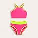Girls Swimsuit Color Block Two Piece Bathing Suit Summer Beach Swimwear Vacation Fashion Swimsuit Comfort Swimwear S-779 Hot Pink Boyyy Girrll Year 6 Years 7 Years