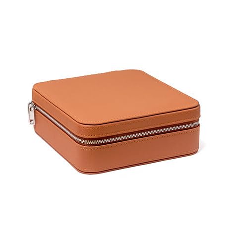 PrzenośNe SkóRzane Etui Na Okulary Z Wieloma PrzegróDkami, Zamykane Na Zamek, PudełKo Na Drobiazgi,Brown,17 * 18.7 * 6.5cm