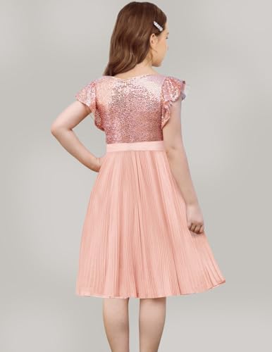 Cap Sleeve Sequin Mini Girls Dress with Bow Knot Crewneck A Line Chiffon Formal Party Dress2