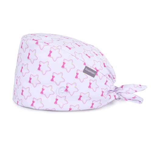 Image of Kousenpu Scrub Caps for Women, Adjustable Women's Surgical Cap with Buttons, Breathable Cute Design for Nurses and Doctors