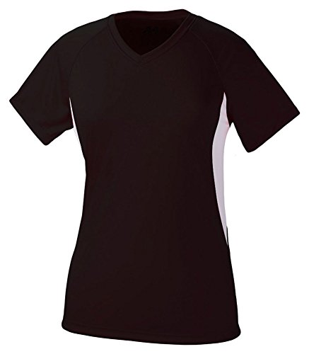 A4 Ladies' Color Block Performance V-Neck T-Shirt, Blk/Wht, X-Large