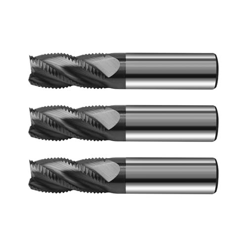 Image of 3Pcs 5 /8 inch Carbide Roughing End Mill, 4 Flute End Mill Bits for Steel, ALCrSiN Nano Coated CNC Router Bit, 35 Degree Helix Milling Cutter