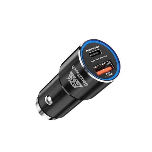 Image of 125W Dual Port Fast Smart Car Charger with 2M C-C Cable SuperVooc All Metal PD Quick 45W PD /PPS +80W SuperVOOC Compatible with iPhone & Android Samsung,Vivo,Oppo&Tablets All Brand-Black