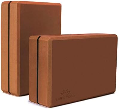 LAIER YOGA Block (2 Pack) Non-Slip High Density EVA Foam Block to Support and Improve Poses and Flexibility-BrownBlack
