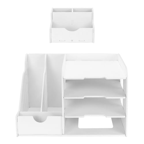 QWORK® Organizador de Escritorio de Oficina, Organizador Papeles, Soporte de Documentos A4, 4 Niveles - imagen 2