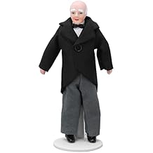 112 Doll House Servant, 15cm Doll House Miniature Turnable Ceramic Victorian Butler Toy with Stand Miniature Accessory