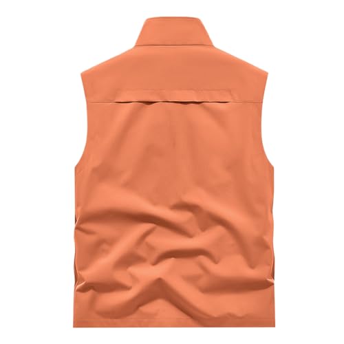 Hombre Color sólido Casual Ropa de trabajo al aire libre Chaleco de moda de pesca Chaleco, rojo, XL