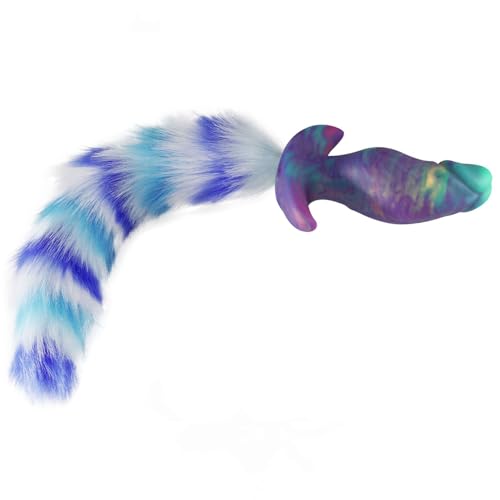 Analplug Fuchsschwanz,14.3cm Silikon Realistischer Anal Dildo mit 30cm Fuchsschwanz, Abnehmbaren Fox Tail Butt Plug,Analspielzeuge Für SM Cosplay