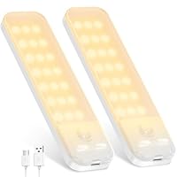 OUILA Under Cabinet Kitchen Lights, 21 LED [2 Pack] Warm White Motion Sensor Lights Indoor, 1000mAh USB-C Rechargeable LED Lights for Cupboard, Kitchen