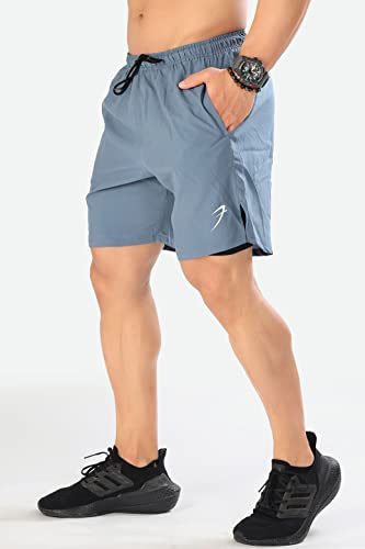 Image of FUAARK Double Layer 2 in 1 Sports Shorts with Inner Tights for Men Gym Tight Short with Pocket
