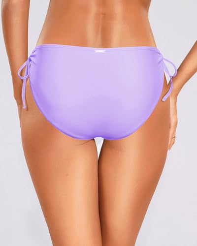 Image of Zmart String Tie Side Bikini Bottoms - Women Full Coverage Swimsuit Bottom Mid Rise Mid Waist Swim Bathing Suit Bottom