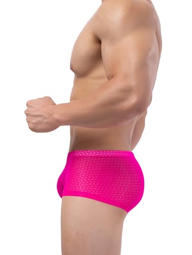 iKingsky Men's Lace Boxer Briefs See Through Bulge Shorts Underwear Sexy Semi Sheer Trunk Under Panties2