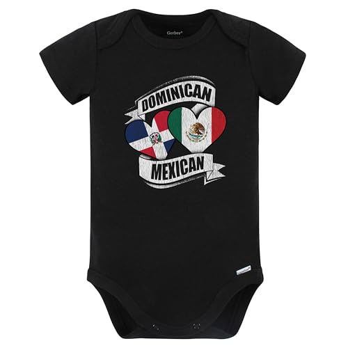 Image of Really Awesome Shirts Dominican Mexican Hearts Dominican Republic Mexico Flags Baby Bodysuit (Black)
