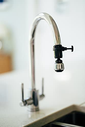 Eco-flow Tucana Tap Adapter| Two Function Tap Aerator/Shower Flow with 360 Rotation | Water Saving, Fits in Mins | for 20mm to 23mm ø Taps | Not Suitable for Quooker Style Boiling Taps | Italian Made