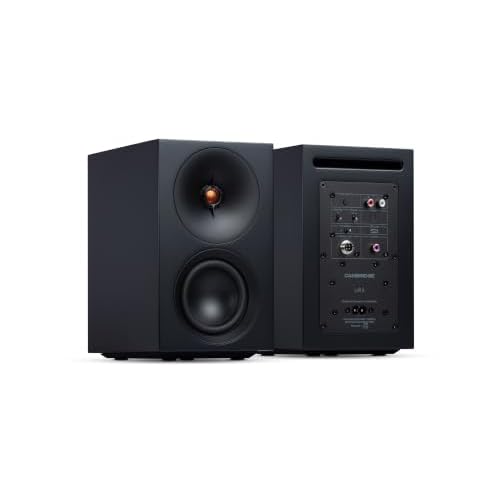 Cambridge Audio L/R S - 100W Kompakte Aktive Stereo Lautsprecher mit aptX HD Bluetooth, USB Audio, Aux & Optisch, Subwoofer Ausgang, Fernbedienung, Raumabstimmung, DynamEQ – Schwarz