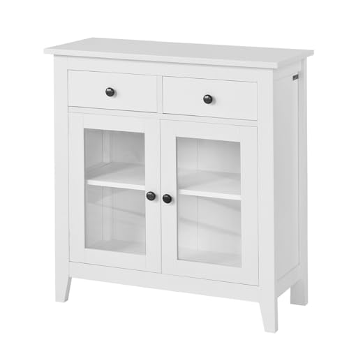 SoBuy FSB05-W Armario bajo Estanteria con 2 Puertas Consola Mesa Madera Escritorio Estanteria de Cocina Entraditas Recibidores Modernas Blanco 80 x 32 x 86 cm ES