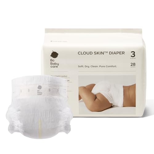 Bc Babycare Cloud Skin Baby Diapers Size 3 (16-28 lbs) 28 Count Ultra Soft & Dry Leak-Proof Overnight Comfort Hypoallergenic Totally Chlorine-Free