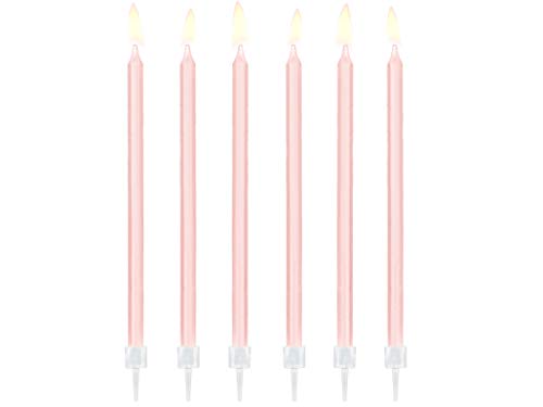 12 PZ Candeline Compleanno ROSA da 14 cm