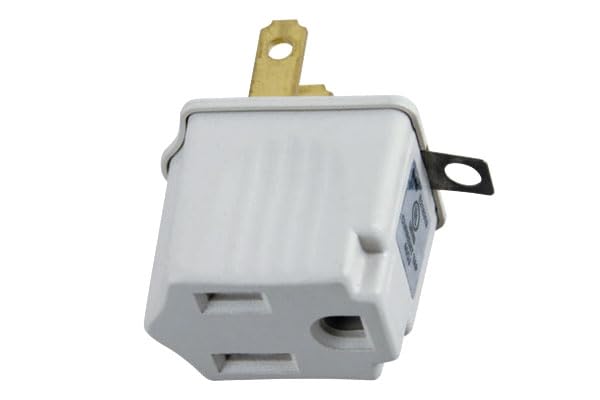 Nippon America 3-Prong Plug to 2-Prong Outlet Adapter, Compact Grounding Converter (P-514G), Gray