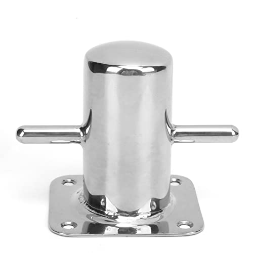 Marine Bollard Cleats, 316 Stainless Steel Single Cross Bollard Cleat Heavy Duty 4 Holes Marine Dock Deck Rope Cleat Mooring Cleat Bitt Bollard Replacement for Kayak Canoe