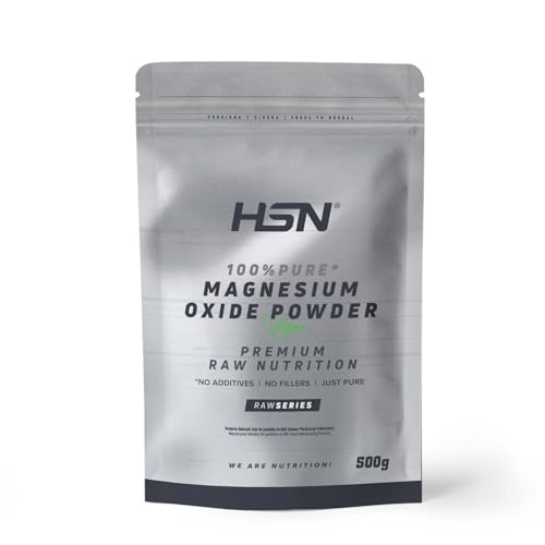 HSN Óxido de Magnesio en Polvo (360mg Mineral Elemental) | 500g | 100% Puro Magnesio Sin Añadidos ni Excipientes | No Incluye Dosificador | No-GMO, Vegano, Sin Gluten