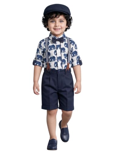Image of AJ DEZINES Kids Casual Wear Clothing Cotton Shirt Short Set For Boys