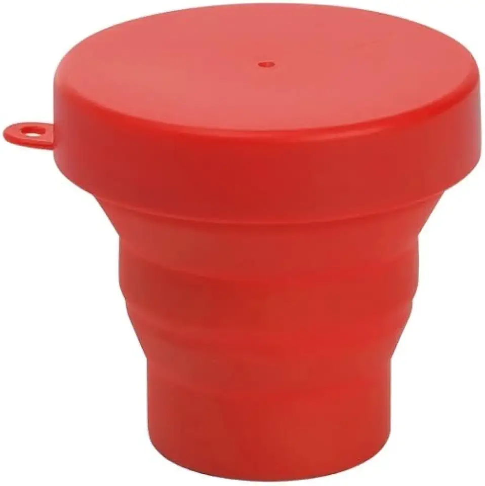 Copo Retrátil de Silicone, 150ml, Amarelo, com Tampa e Argola para Chaveiro, 7,1 x 8,5 cm (Vermelho)