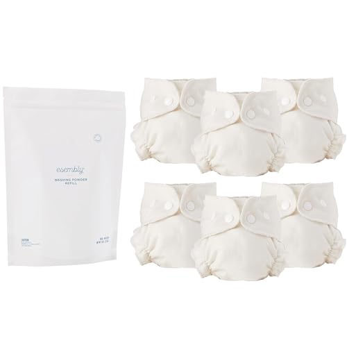 Esembly Bundle: Cloth Diaper Laundry Detergent Refill Bag 6lbs and Cloth Diaper Inners 6-Pack, Size 2 (18-35lbs)